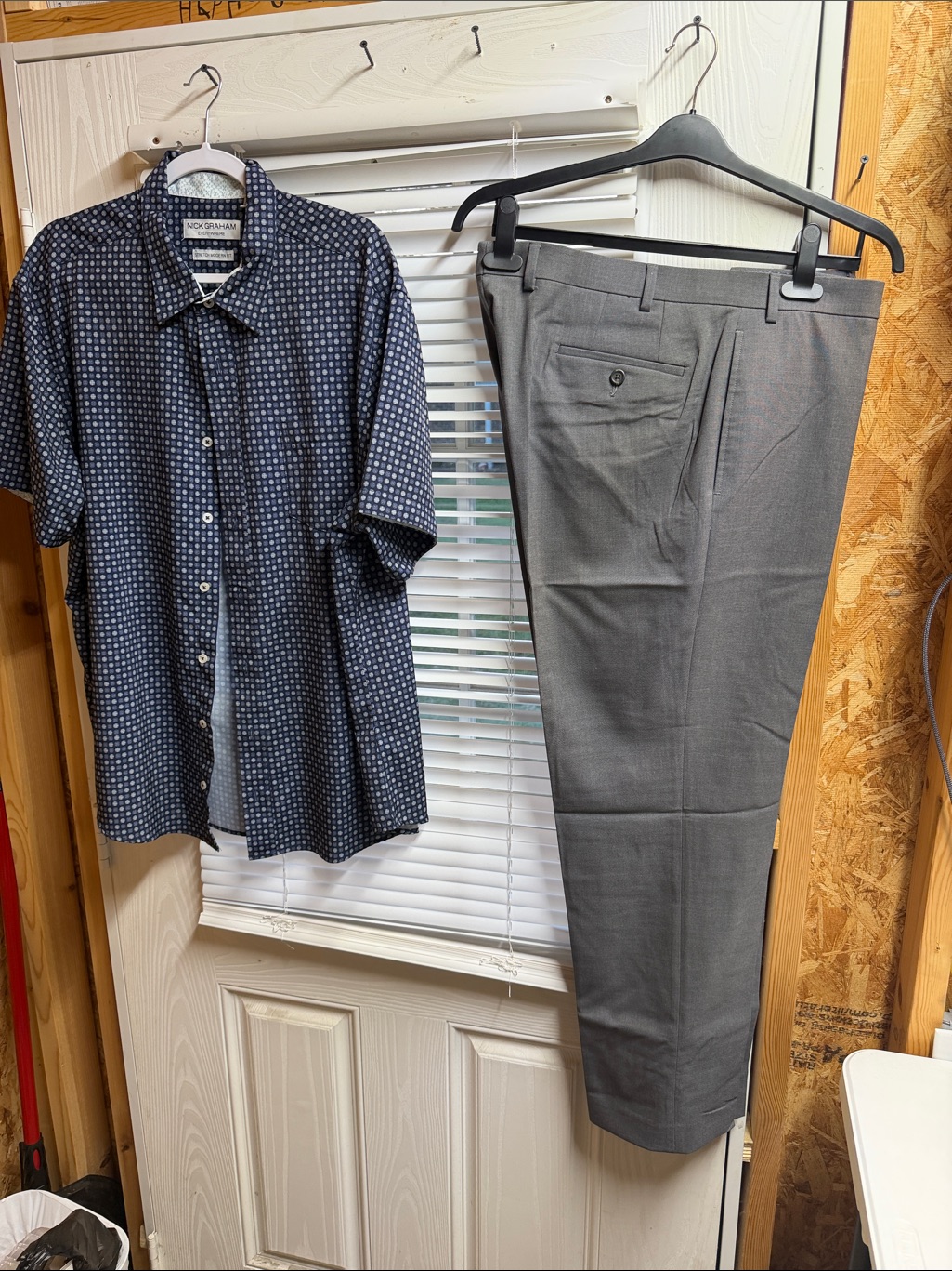 Men’s Business Blue/Gray Xxl Shirt/Grey Lauren Dress Pants 38x29(#100)